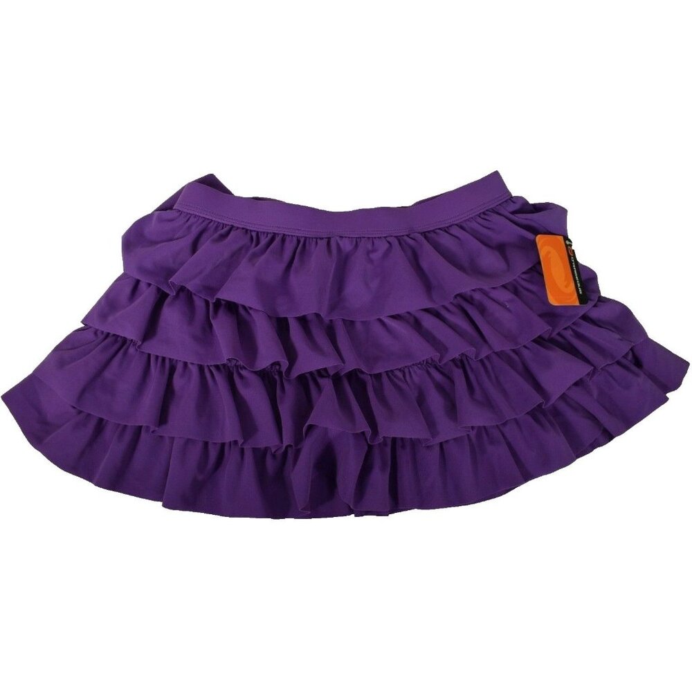 Girls  Size L Swim Skirt Purple Ruffled Layers Nylon/Spandex